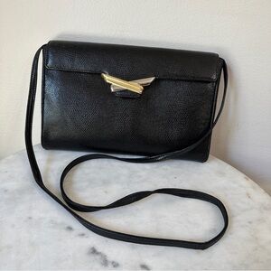 Vintage RODO Italy Textured Leather Black Crossbody Bag Clutch Purse